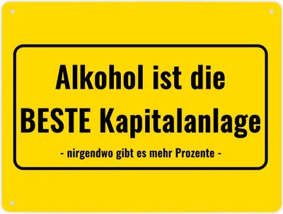 Produktbild von Metallschild XL in 21x28 cm mit Alkohol-Spruch Alkohol ist die beste