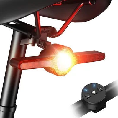 Image de Feu arrière de vélo 400 mAh avec une visibilité à 270°, mode clignotant et télécommande, détection de recul, USB-C, 7 modes d'éclairage, étanche