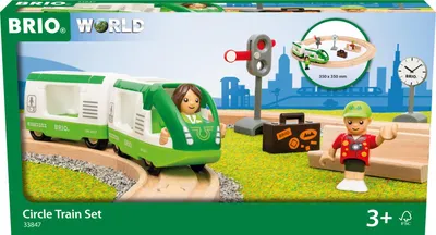 Immagine prodotto di BRIO World Starter Set Reisezug, 16-tlg., Holzeisenbahn, Holz Eisenbahn, Eisenbahnset, Schienen, Lokomotive, 33847