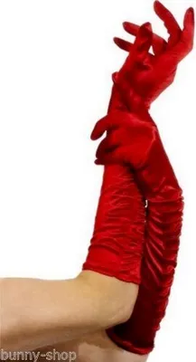 Produktbild von krautwear® 1 Paar geraffte ellenbogenlange Satin Handschuhe (rot)