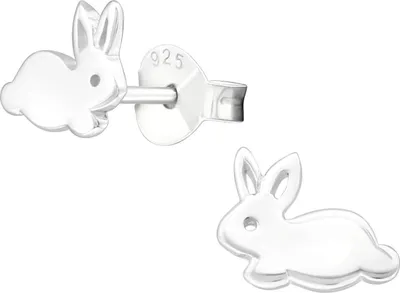 Produktbild von Ohrstecker 925 Sterling Silber mit Hase vergoldet Material - Silber