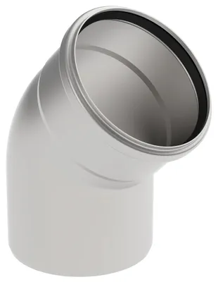 Image de Coude Blücher à 45°, EuroPipe, acier inoxydable 1.4301, avec 2 raccords, 160 mm, 1 pièce