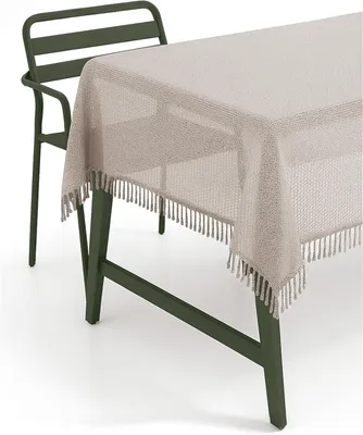 Produktbild von Gartentischdecke Fransen Weichschaum 140 x 180 cm oval - beige
