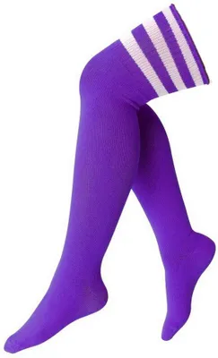Produktbild von krautwear® Damen Mädchen Kinder Cheerleader Kniestrümpfe Gestreift mit 3 Streifen Gestreifte Overknees Geringelte Strümpfe Socks bunt (Lila-weiß)