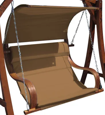 Produktbild von ALEOS. Design Sitzbank für Hollywoodschaukel aus Holz Lärche inkl. Dach MERU BRAUN ohne Gestell