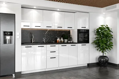 Produktbild von ULWEHOME | Küchenzeile 260 cm Weiß Hochglanz, Küchenmöbel-Set mit Backofen-Hochschrank, Spülenschrank & geteilten Arbeitsplatten 120 cm, KI-generiertes Bild