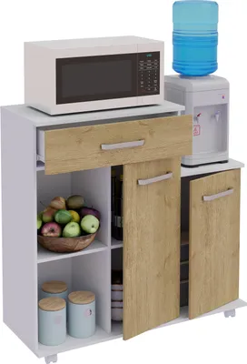 Immagine prodotto di Carrello da cucina | Carrello | Dimensioni ca. H. 88 x W. 90 x D. 33 cm | spazio sufficiente con due porte girevoli | rullabile | Carrello di servizio - Bakila