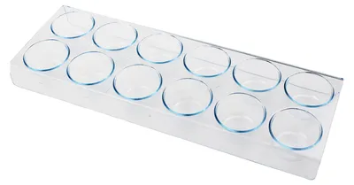 A clear, professional shot of an egg holder with multiple glass cups.