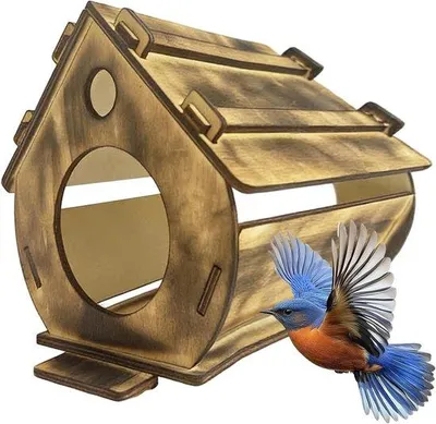 Productafbeelding van Houten Vogelhuis - Vogelhuisje Tuin - Vogels Voeren - Roofvrije Ingang - 4x10x4 cm - Houtkleur