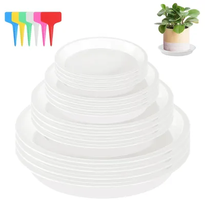 Immagine prodotto di Sottovaso per piante rotondo - Plastica - Bianco - Set di 16 pezzi - Per interno ed esterno