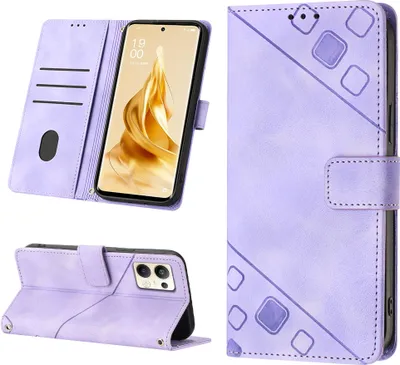 Produktbild von Hülle für OPPO Reno9 Pro+ Prägung Flip Leder Brieftasche Schutzhülle mit Ständer Lila