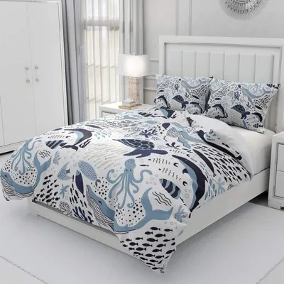 Productafbeelding van Kinderslaapset, oceaanmotief, 135x200 cm, microvezel, 2-delig
