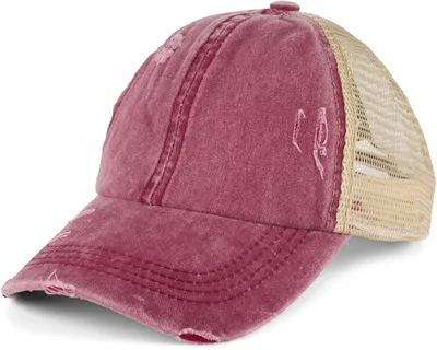 Produktbild von styleBREAKER Damen Baseball Cap im Washed Used Look mit Mesh Einsatz | Ponytail Cap für hohen Zopf | Verstellbare 6-Panel Schildkappe für Sommer und Freizeit