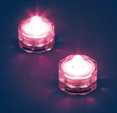 Produktbild von LED-Teelicht 2er Set pink / rosa Wasserdicht Batterie außen innen 06836