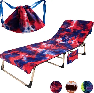 Obrázek produktu pro Kryty na lehátka, kryt na plážový ručník z mikrovlákna s úložnými kapsami pro bazén, lehátko Hotel Garden, 75 cm × 210 cm, červená barva