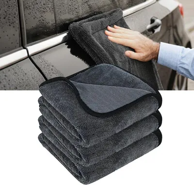 Set aus 3 doppelseitigen Mikrofasertüchern 60 x 40 cm - saugfähig, fusselfrei und ideal für Auto- und Glasreinigung