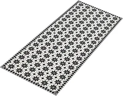 Zdjęcie produktu dla Tapeta winylowa z efektem mozaiki, czarno-biały wzór, wymiary 66 x 160 cm, antypoślizgowa i wodoodporna