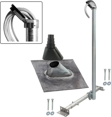 Produktbild von PremiumX BASIC X120-48 Dachsparrenhalter 120cm Mast Kappe Blei Ziegel Tülle schwarz