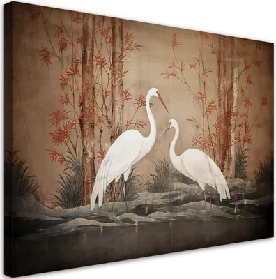 Produktbild von Leinwandbild Tier Vogel Orientalische 90x60 Feeby Braun bild für die wand bereit zum aufhängen