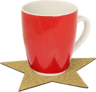 Produktbild von Primaflor Deko-Stern - GLIMMER - Gold - 16,5 cm - Teller- & Tassenunterlage - Tischunterlage - Tischdecke, Filzdecke & Weihnachts-Deko - Tischdeckchen, Platzdeckchen