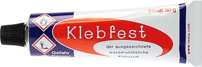 Produktbild von Renia Klebfest Kontaktkleber Lederkleber Schuhkleber 30g Tube - Verbindet Metall, Gummi, Leder, Filz, Weichschaumstoffe, Kork, Hart-PVC, Papier , Holz uvm.