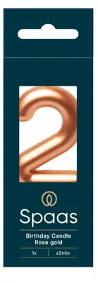 Geburtstagskerzen Nummer 2, Roségold, 12 Stück