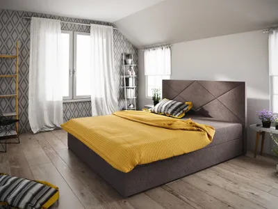 Produktbild von Boxspringbett Schlafzimmerbett NAIA 140x200cm Braun inkl.Bettkasten