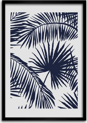 Produktbild von Bild - Bilderrahmen - 50 cm x 70 cm - MDF - Rahmen - Wandkunst Blätter der Palme