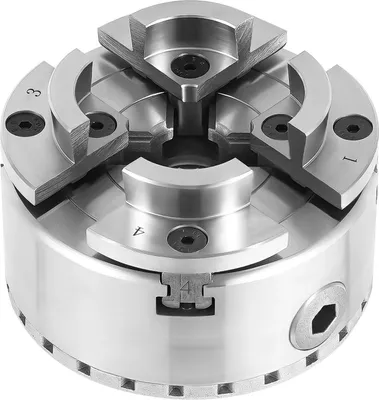 Produktbild von KP96 4-Backen-Selbstzentrierfutter, Holzdrehbank-Spannfutter M33, Spannbereich 96–125 mm, 3000 U/min, 2 Schlüssel, Silber