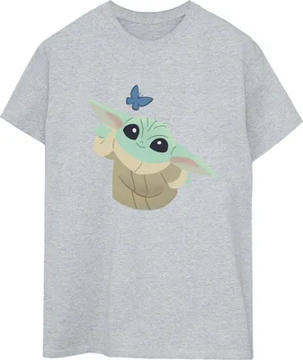 Produktbild von Star Wars - "The Mandalorian Butterfly Catching" T-Shirt für Damen BI45977 (L) (Grau)