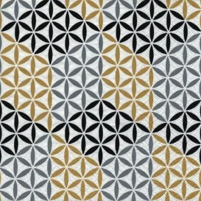Produktbild von 20 Party Servietten ti-flair 33x33 cm, 3 lagig - Abstract Cubes Gold/Silver - Abstrakte Würfel/Tischdeko