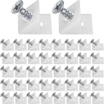 Produktbild von Befestigungskeile - 100 Stück, mit Schrauben - für Heimwerkerarbeiten und Möbelreparaturen - Schubladenkeilen - Eckwinkelkeile zur Reparatur.