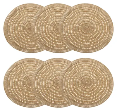 Runde geflochtene Platzsets, 6 Stück, 18 cm, beige