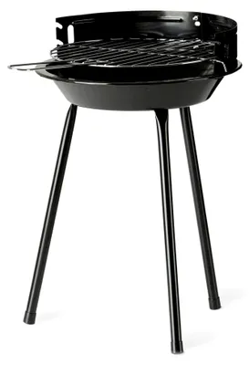 Produktbild von Mobiler Holzkohlegrill | Rundgrill für 2 bis 3 Personen | Durchmesser ca. Ø 27 cm | Praktischer Windschutz | Stabiler Stand dank 3 Beinen [Schwarz]