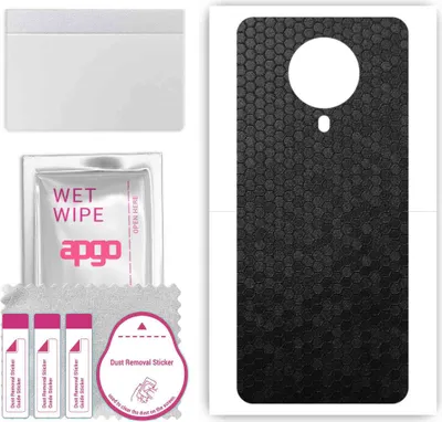Produktbild von apgo Rückseite Schutzfolie, Skin, kompatibel mit Vivo G1, Hinten Displayschutzfolie aus Vinylfolie, kratzfest, einfache Montage - Schwarze Honigwabe