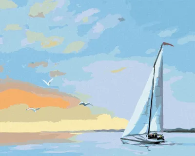 Produktbild von Zuty - Malen nach Zahlen - SEGELSCHIFF UND HIMMELSRÖTE (D. RUSTY RUST), 40x50 cm, mit Keilrahmen (bereits gespannt)
