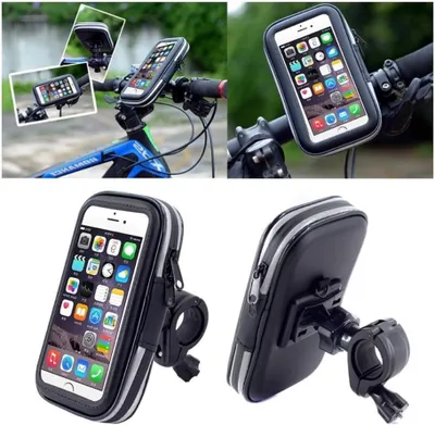 Zdjęcie produktu dla Uchwyt na telefon do roweru - montaż na kierownicy - nawigacja rowerowa - obrotowy o 360 stopni - 138x72x20mm - żółty