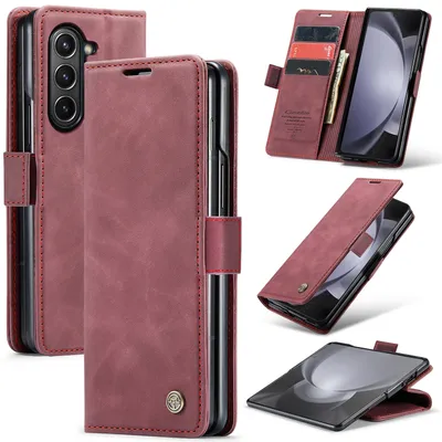 Obrázek produktu pro Pouzdro pro Samsung Galaxy Z Fold 5, RetroPolyuretanKožené Pouzdro s Funkcí Stojánku červený