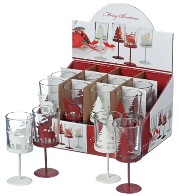 Produktbild von Windlicht Teelicht Deko Weihnachten Glaswindlicht H 13 cm 2er Set