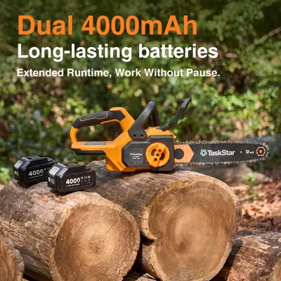 Image de Scie à chaîne sans fil - Moteur sans balais - Lame de 30 cm - 20 V - Lubrification automatique de la chaîne - 2 batteries de 4,0 Ah - Pour le bois et le jardin