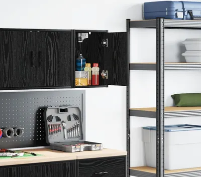 Produktbild von HOMMIE Garagen-Wandschrank/Aktenschrank - Modernes und langlebige - Schwarz Holzwerkstoff DE317878 - Büroschränke