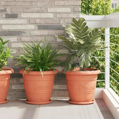 Produktbild von （Robust Möbel）Runde Blumenplatte 6 pcs Ziegelrot Ø 14x2cm Kunststoff DE553474 - Beete