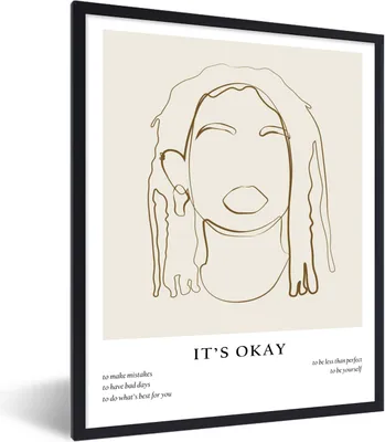 Produktbild von MuchoWow® Gerahmtes Poster Frauen - Text - Strichzeichnungen - Zitate 60x80 cm - Poster mit Schwarzem Bilderrahmen Wandposter Rahmen Foto Bilder - Premium - Wanddeko Wohnzimmer