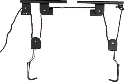 Productafbeelding van Fietslift voor montage aan het plafond, draagvermogen 60 kg, haaklengte 17 cm, afmetingen 12 cm x 6,5 cm, robuuste constructie, geschikt voor verschillende soorten fietsen