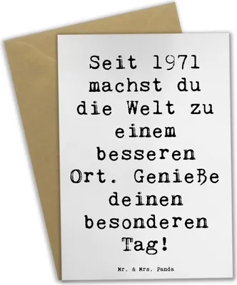 Produktbild von Mr. & Mrs. Panda neujahrskarte Spruch 1971 Geburtstag - Weiß - Geschenk, Nostalgie, Grußkarte, Glückwunsch, einladungskarten, Geburtsjahr, Happy Birthday, hochzeitskarten