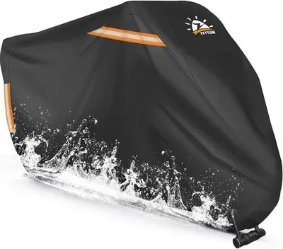 Produktbild von Famanu Motorradhülle wasserdicht bis 244 cm - Schutzhaube mit reflektierenden Streifen und Sicherheitsdesign