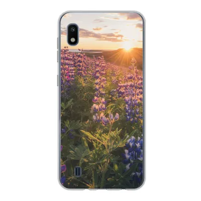 Produktbild von MuchoWow® Handyhülle Schutzhülle Hülle für Samsung Galaxy A10 Lupine - Sonne - Lila Silikon Softcase Handy Hülle - Schutzhülle