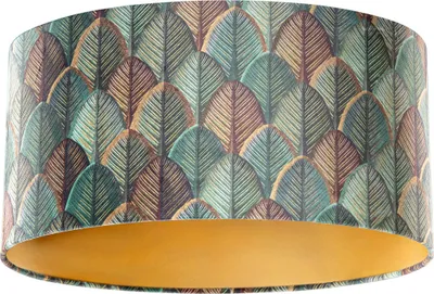 Produktbild von Samtlampenschirm Blattdesign mit Goldener Innenseite Oval 50 33 25