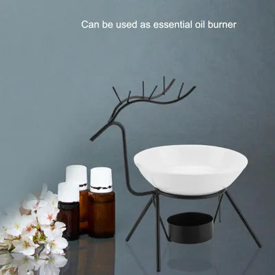 Image de Bougeoir en fer en forme de cerf pour brûleur d'huile essentielle Décoration d'intérieur