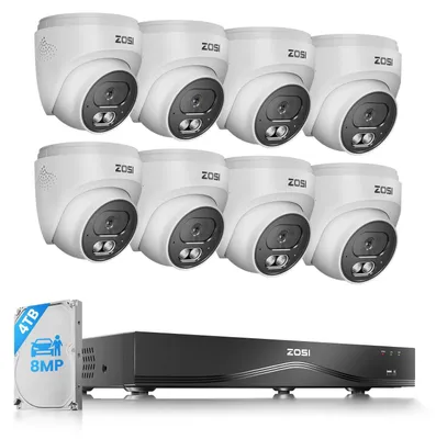 Produktbild von ZOSI 4K PoE Überwachungskamera Set Aussen, 8X 8MP IP Kameras, 16CH 4TB NVR